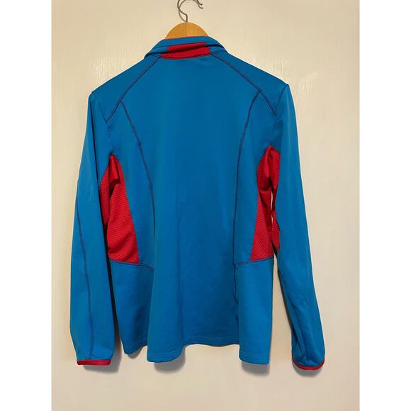 Soloman Discovery 1/2 zip midlayer Jacket blue red collared stretchy Size Large - Picture 2 of 7